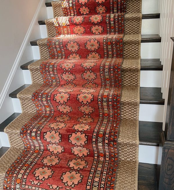 Long narrow Turkish runner with intricate geometric patterns