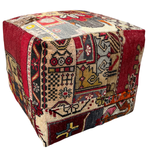 Vintage Patchwork Turkish Rug Ottoman