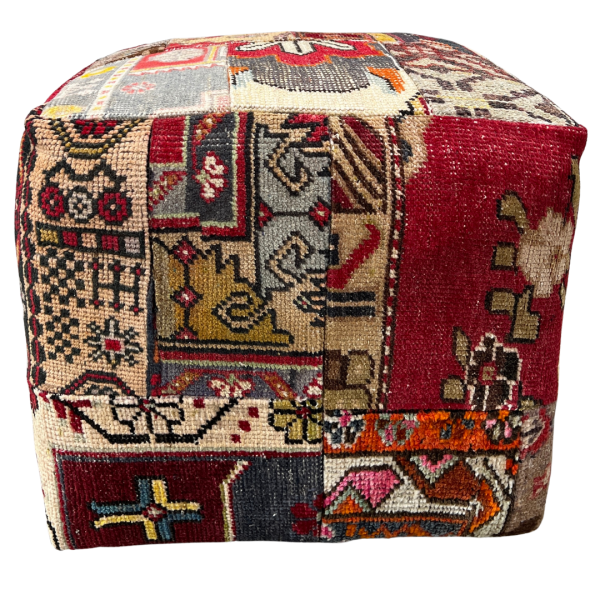 Vintage Patchwork Turkish Rug Ottoman