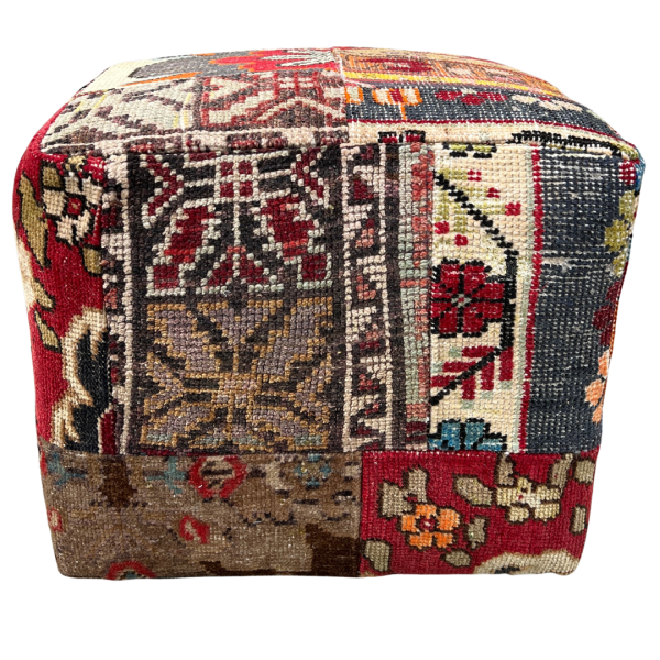Vintage Patchwork Turkish Rug Ottoman