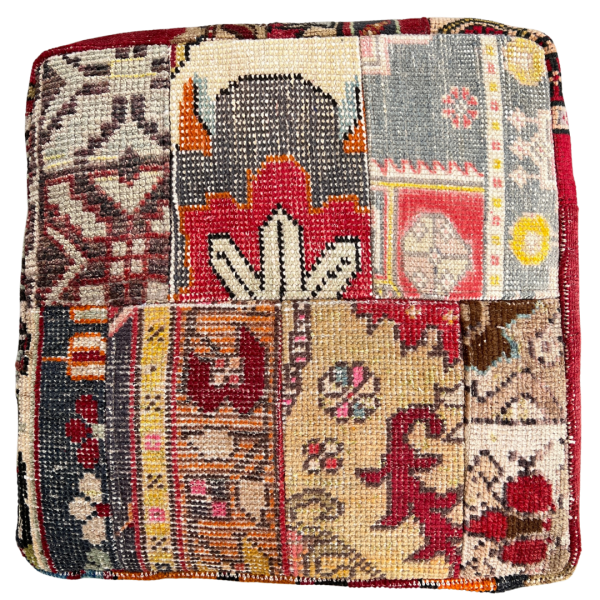 Vintage Patchwork Turkish Rug Ottoman