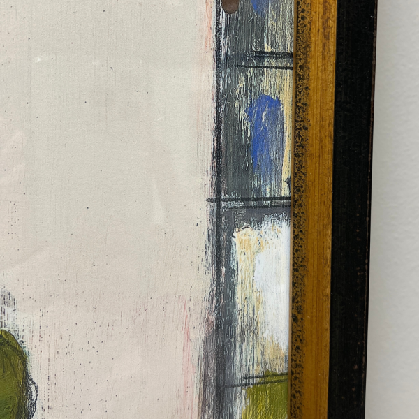 Decorative dog art print with distressed black and gold frame