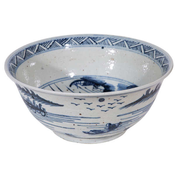 Decorative bowl featuring village design