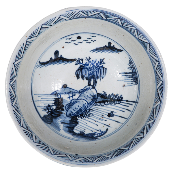 Porcelain bowl with village motif