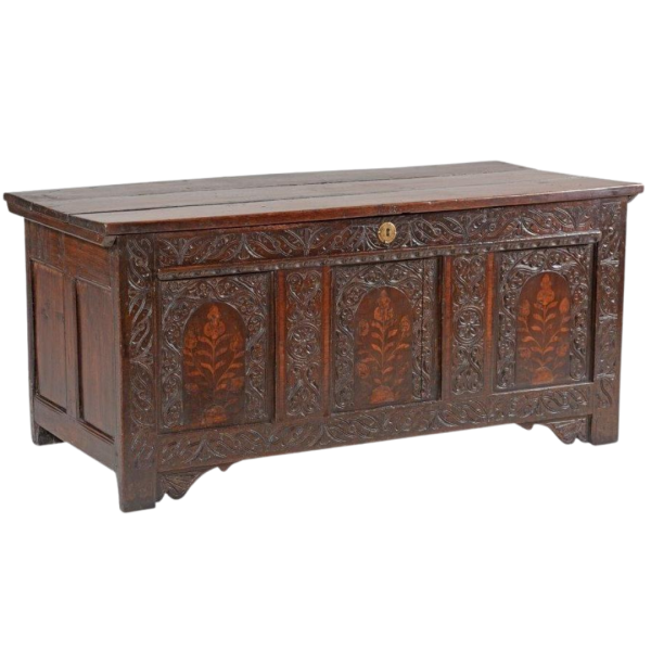 English Carved Oak Blanket Chest #1