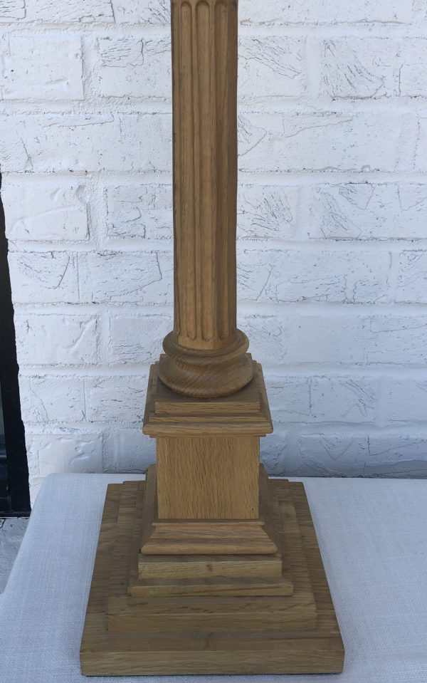 Oak Column Table Lamp