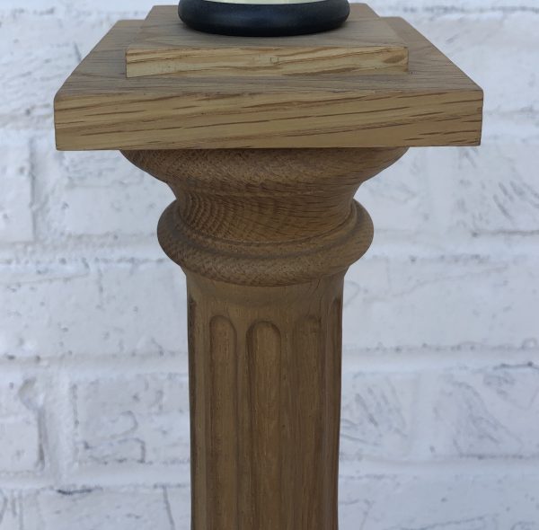 Oak Column Table Lamp