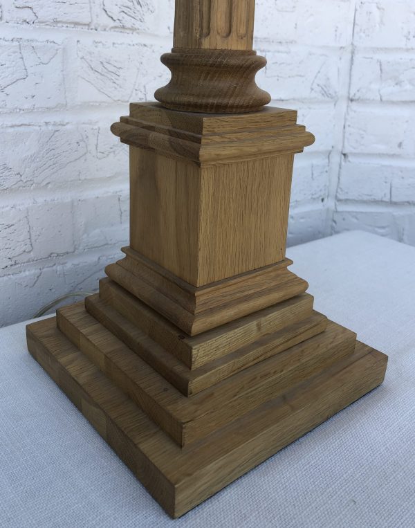 Oak Column Table Lamp