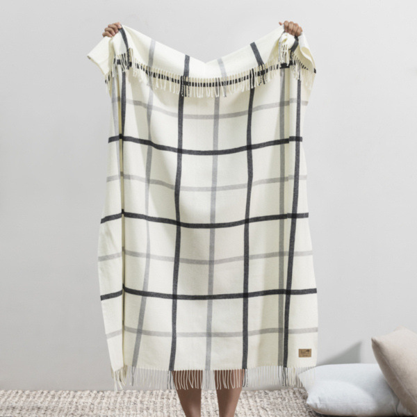 buy Light Grey & Graphite Tattersall Plaid Throw