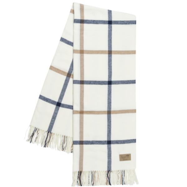 Navy & Caramel Tattersall Plaid Throw