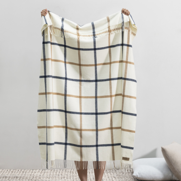 buy Navy & Caramel Tattersall Plaid Throw