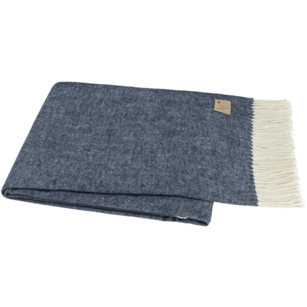 Italian Herringbone Throw - Navy Blue
