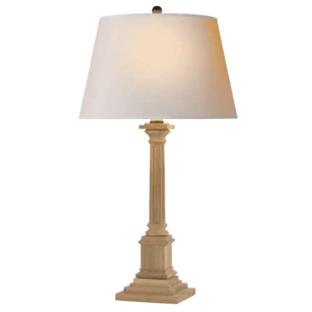 Oak Column Table Lamp
