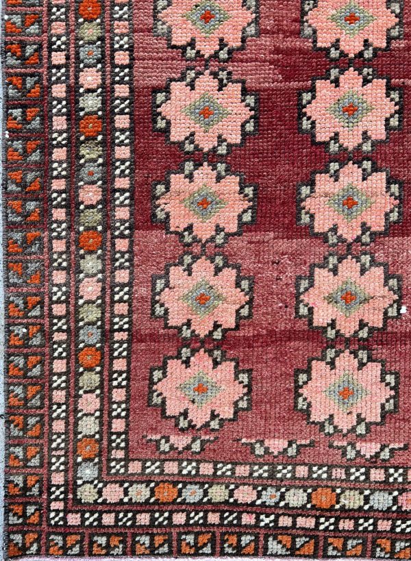 Long handwoven Turkish runner with floral details