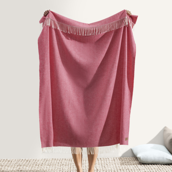 buy Italian Herringbone Throw - Tea Rose