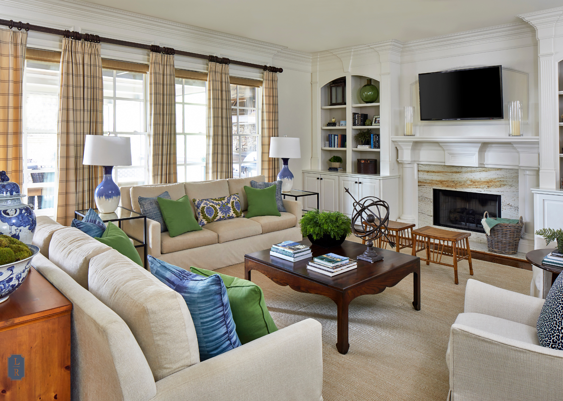 Living room designed by Laura Ramsey Interiors is a great example of how to choose furniture for a room