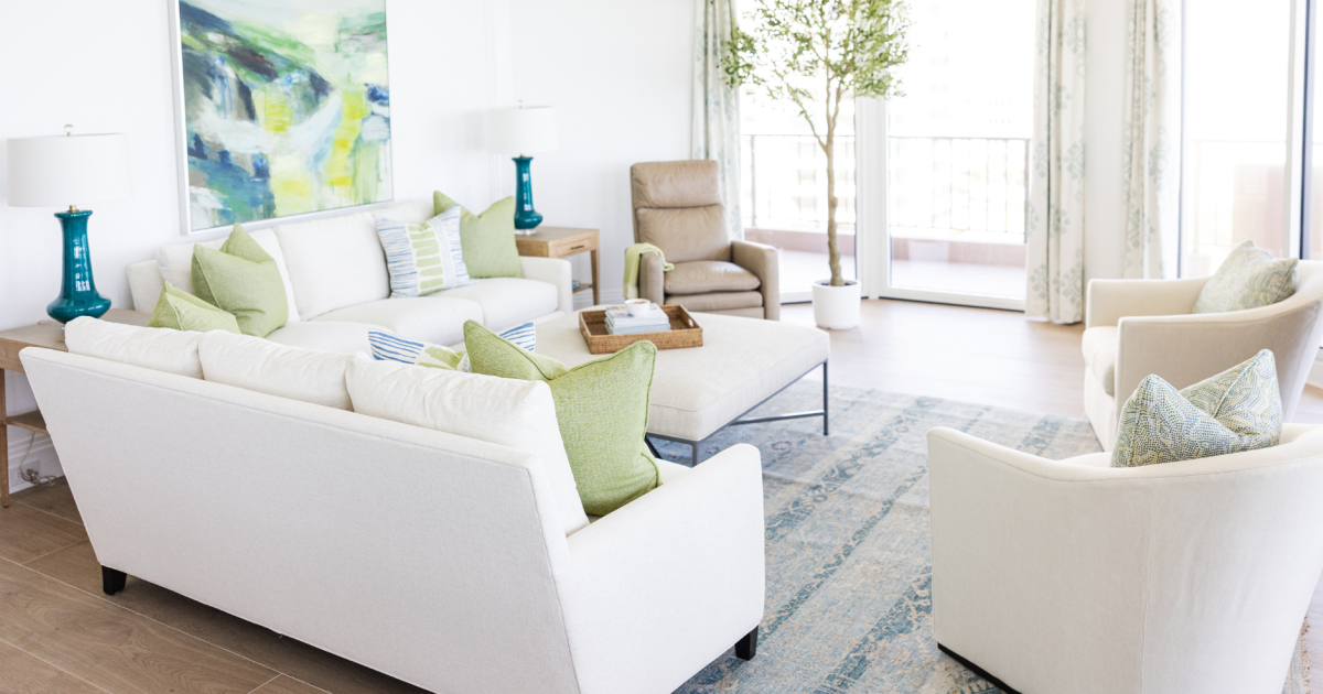 Large living area by Laura Ramsey Interiors