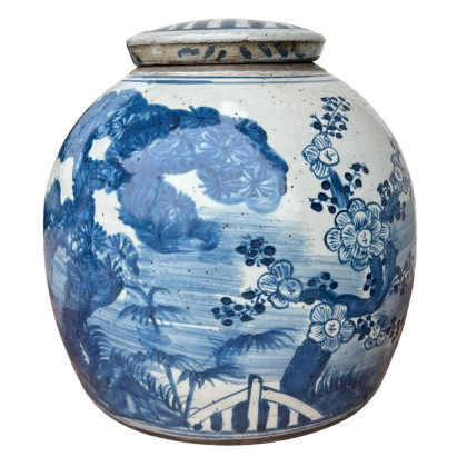 Lidded Ginger Jar with Plant Motif